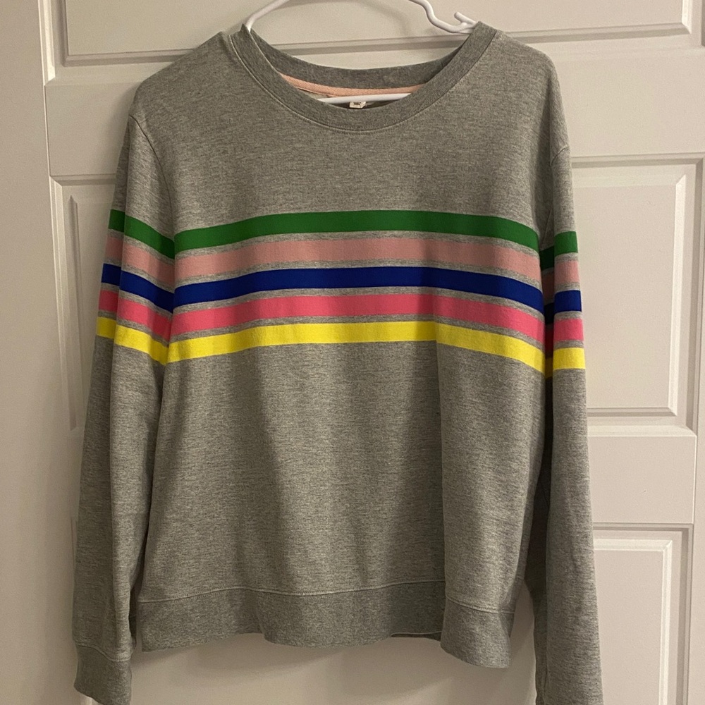 Boden Gray Sweatshirt with Multicolor Stripes